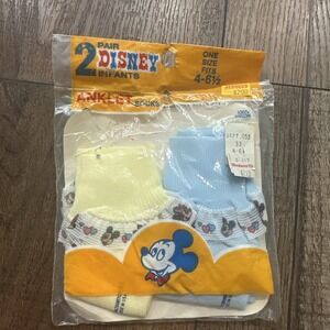 Vintage Disney Babies MickeyMouse Socks Sz 4-6.5 New